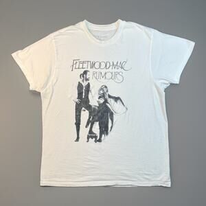 Fleetwood Mac Rumours Album Cover Shirt Womens XL White Rock Band Tee 1366